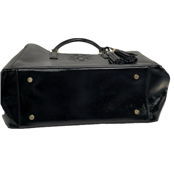 Tory Burch Thea Triple Zip Black Patent Leather Satchel w Black Wallet Wristlet - Picture 3 of 7